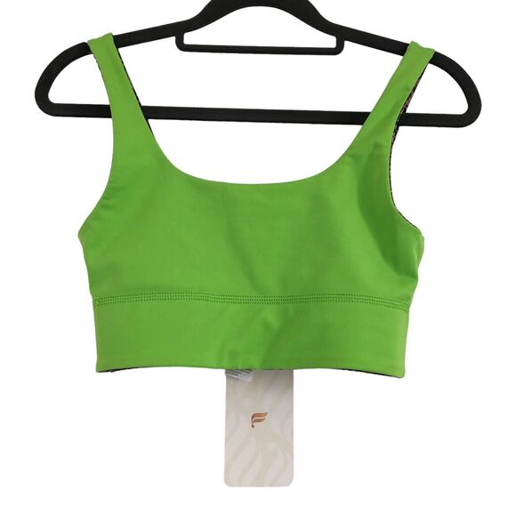 Fabletics Reversible Sports Bra XXS 0-2 Harlyn Earthen Brown Lime Green Citrus - Picture 7 of 16